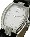 Men's La Scala Tonneau in Stainless Steel with Diamond bezel on Black Crocodile Leather Strap with White MOP Dial 