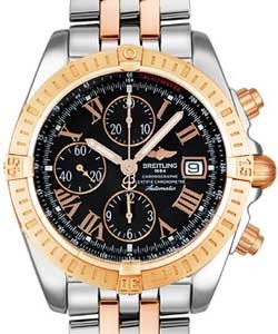 Chronomat Evolution Men's Automatic in Steel with Rose Gold Bezel on Bracelet with Black Dial