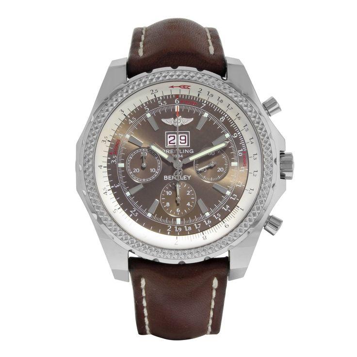 Bentley 6.75 in Steel on Brown Calfskin Leather Strap with Bronze Dial