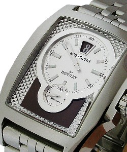 Bentley Flying B in Steel on Steel Bracelet with Silver and Brown Jumping Hour Dial