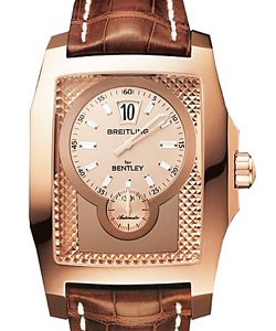 Bentley Flying B Jump Hour in Rose Gold on Brown Alligator Leather Strap with Amber Dial