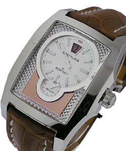 Bentley Collection Flying B Chronograph in Steel Steel on Strap with Silver Dial and Amber Jumping Hour