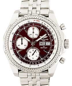 Bentley Collection GT Chronograph Men's in Steel on Steel Bracelet with Burgundy Dial