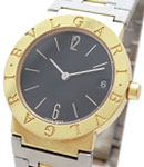Bvlgari-Bvlgari 2-Tone in Yellow Gold on Steel and Yellow Gold Bracelet with Black Dial