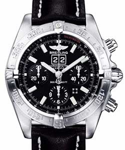 Windrider Blackbird Men's Automatic in Steel on Black Alligator Leather Strap with Black Dial - Tang Buckle
