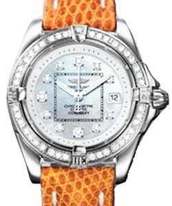 Lady's Cockpit Steel on Strap with White MOP Diamond Dial