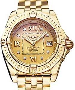 Lady's Cockpit Yellow Gold on Bracelet with Gold Diamond Dial