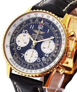 Navitimer Automatic 41mm  in Yellow Gold on Strap with Black Dial 