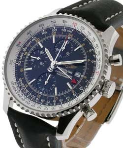 Navitimer World Chronograph Steel on Strap with Black Dial