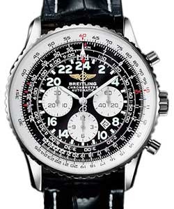 Navitimer Cosmonaute Chronograph in Steel Steel on Strap with Black Dial 