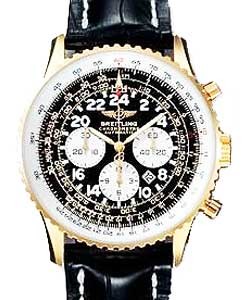 Navitimer Cosmonaute Chronograph Yellow Gold on Strap with Black Dial 