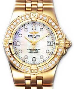 Lady''s Starliner Yellow Gold on Bracelet with White MOP Diamond Dial 