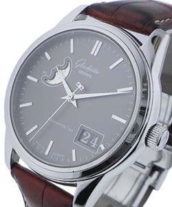 Senator PanoRama Date with Moon Phase  Steel on Strap with Grey Dial 