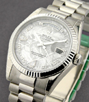 Men's Day - Date President in White Gold - Fluted Bezel President Bracelet - Meteorite Diamond Dial