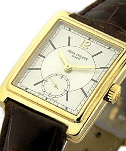 Gondolo  5010J Yellow Gold Silver Stick Dial on Strap