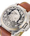 PAM 817 - Purdey Sealand Eagle in Steel - Limited to 100pcs on Brown Calfskin Leather Strap with Black an Grey Dial - Hunter Lid