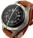 PAM 191 Black Seal Compass in Titanium - Special Edition 2004 on Brown Leather Strap with Black Dial