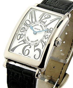 Lady's WG Large Size  Long Island on Strap 18KT White Gold Case -Silver Dial