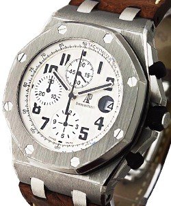 Safari - Royal Oak Offshore Chronograph in Steel On Brown Horn Back Leather Strap with Silver Dial