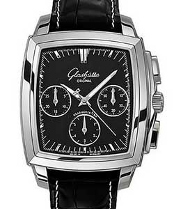 Karree Chronograph 40mm Autoamtic in Steel on Black Crocodile Leather Strap with Black Dial