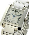 Large Size Tank Francaise in White Gold on White Gold Bracelet with Silver Dial