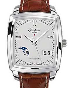 Karree Perpetual Calendar 40mm Automatic in Steel on Brown Crocodile Leather Strap with Silver Dial