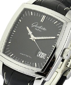 Karree Panorama Date 40mm Autoamtic in Steel on Black Crocodile Leather Strap with Black Dial