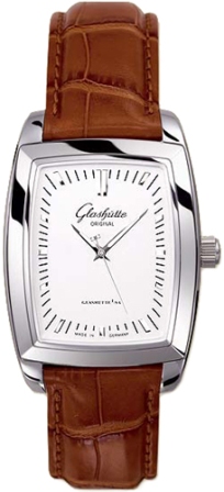 Karree 34.5mm Automatic in Steel on Brown Crocodile Leather Strap with Silver Dial