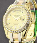 Masterpiece Men's Tridor in Yellow Gold with Diamond Bezel on Tri Color Gold Oyster Bracelet with Champagne Diamond Dial