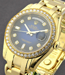 Masterpiece Men's in Yellow Gold with Diamond Bezel on Yellow Gold Oyster Bracelet with Blue Diamond Dial