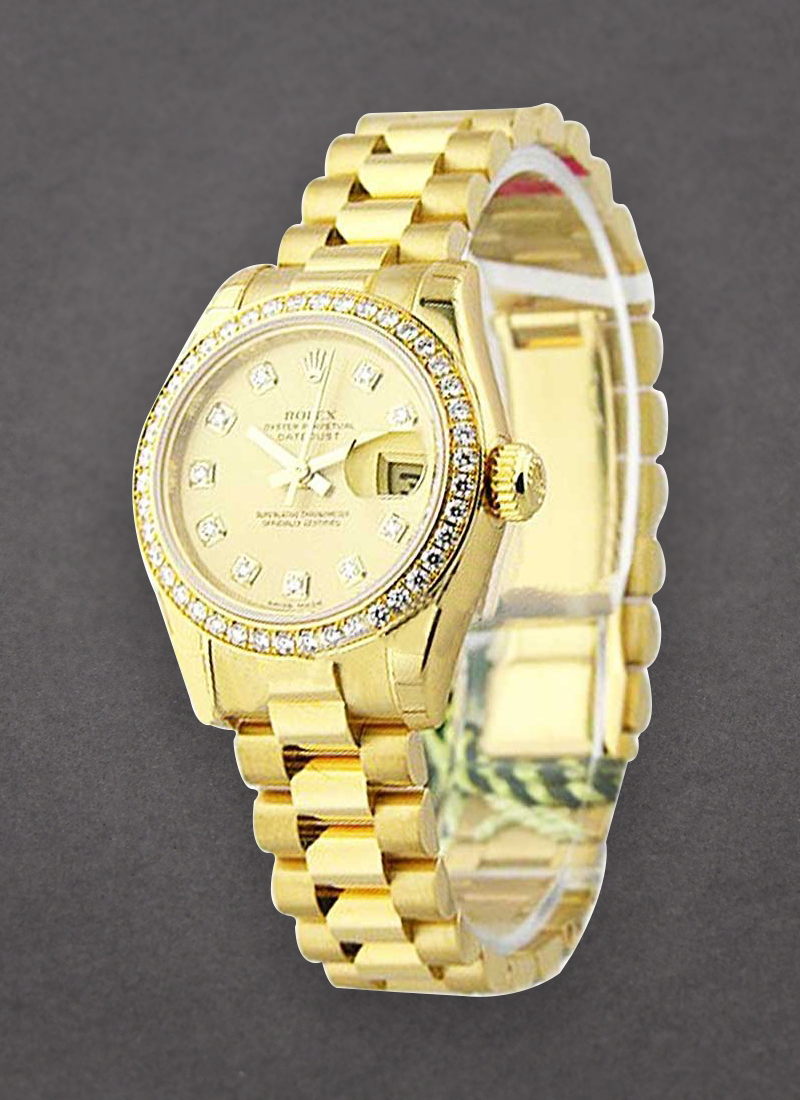 Rolex Unworn President Ladies in Yellow Gold  with Diamond Bezel