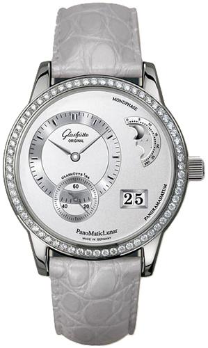 Glashutte PanoMaticLunar 39.4mm Automatic in White Gold with Diamond Bezel