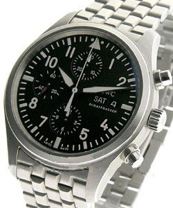 Classic Pilot's Chronograph in Steel on Steel Bracelet with Black Dial