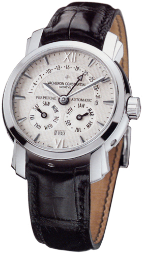 Malte Retrograde Perpetual Calendar Platinum on Strap with Silver Dial
