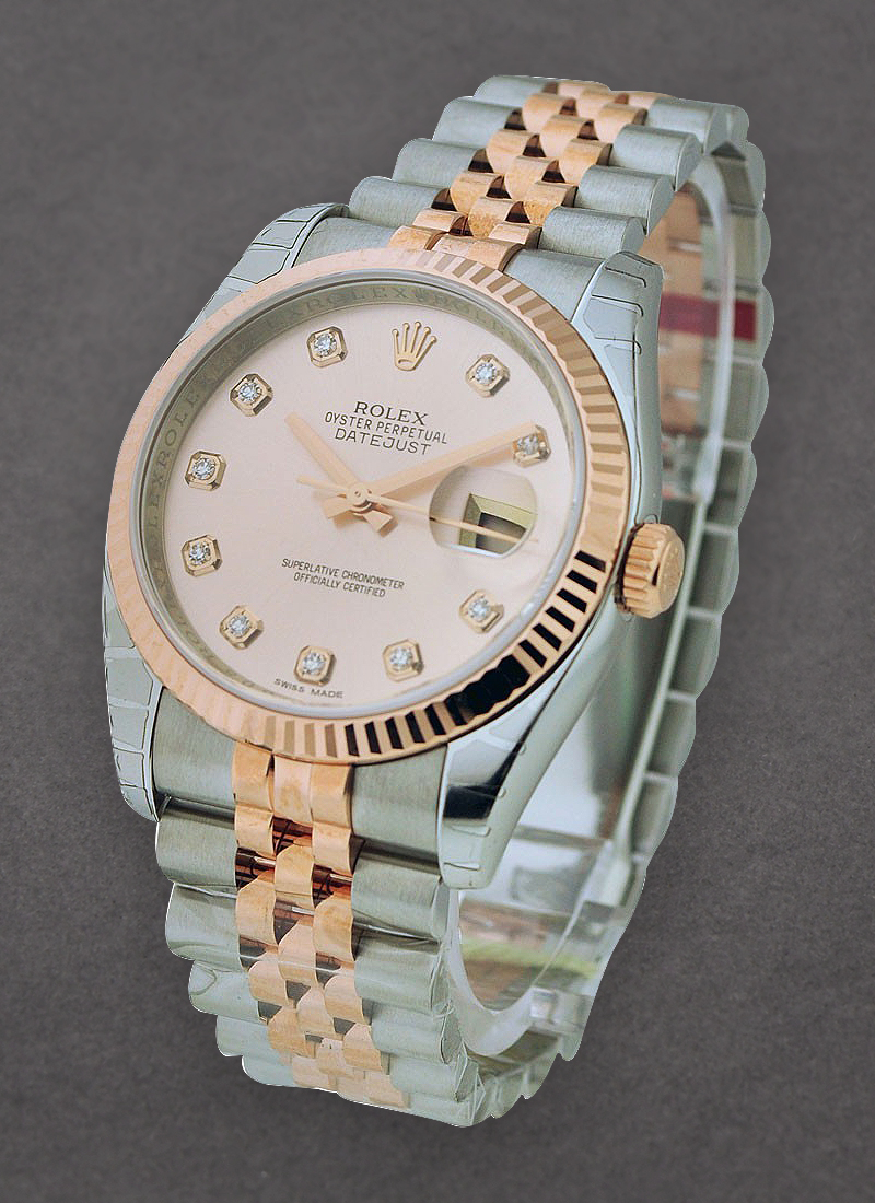 Rolex Unworn Datejust 36mm in Steel with Rose Gold Fluted Bezel