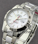 Datejust in Steel with Turn-o-Graph Bezel on Steel Oyster Bracelet with White Stick Dial