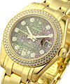 Masterpiece in Yellow Gold with Diamond Bezel on Yellow Gold Pealrmaster Bracelet with Black MOP Jubilee Diamond Dial