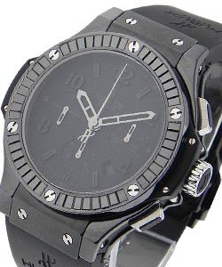 Big Bang Black Carat 44mm in Black PVD with Black Baguette Diamond Bezel on Black Rubber Strap with Black Dial