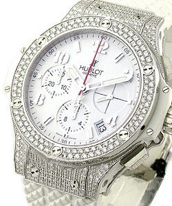 41mm Big Bang -Diamond Case and Bezel Steel & Diamond Case on Strap with White MOP Dial