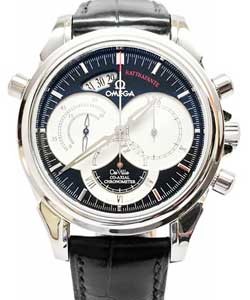 De Ville Co-axial Rattrapante in Steel  on Black Crocodile Leather Strap with Black Dial