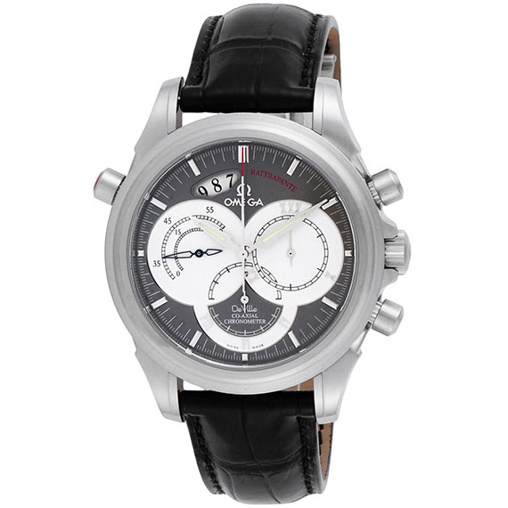 De Ville Co-axial Rattrapante in Steel on Black Crocodile Leather Strap with Grey Dial