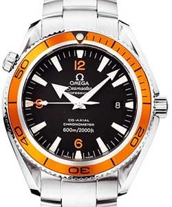 Planet Ocean 42mm Automatic in Steel with Orange Aluminum Bezel on Steel Bracelet with Black Dial