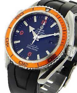 Planet Ocean Non Chrono 45.5mm Automatic in Steel with Orange Rotating Aluminium Bezel on Black Rubber Strap with Black Dial