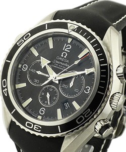 Planet Ocean Chronograph in Steel with Black Bezel on Black Rubber Strap with Black Dial