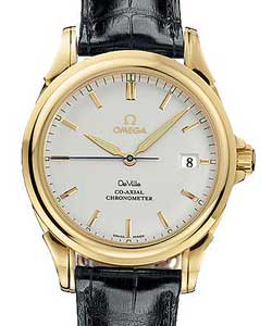 Co-Axial Chronometer 37.5mm Automatic in Yellow Gold on Black Crocodile Leather Strap with Silver Dial