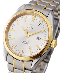Aqua Terra 39mm Quartz in Steel with Yellow Gold Bezel on 2-Tone Bracelet with Silver Dial