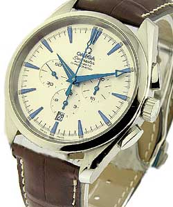 Seamaster Aqua Terra Chronograph 42.2mm Automatic in Steel on Brown Crocodile Leather Strap with White Dial