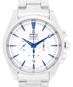 Aqua Terra Chronograph 42m Automatic  in Steel on Steel Bracelet with White Dial