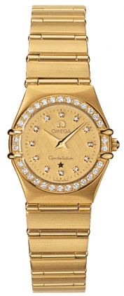 Constellation 95 in Yellow God with Diamond Bezel on Yellow Gold Bracelet with Champagne Diamond Dial