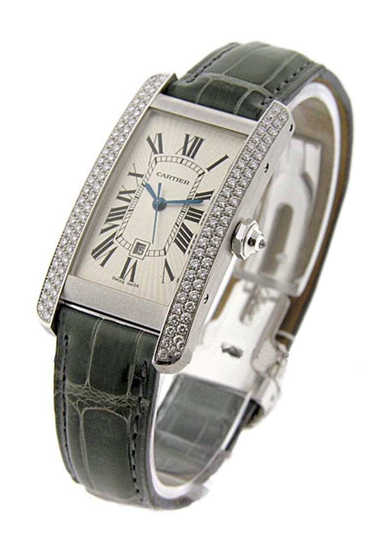 Cartier Tank Americaine MM White Gold Diamonds Watch WB702651